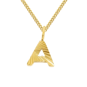 Goldene Kette mit A-Anhänger, strukturierter Oberfläche und 2mm Panzerkette für Damen