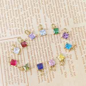 316L Stainless Steel Square Zirconia Birthstone Pendant DIY Jewelry Making Accessories For Necklace Bracelet Earrings Gold Silver Plated