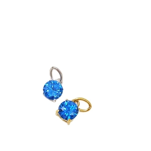 Classic round 7x7 blue zircon pendants in gold and silver stainless steel claw settings