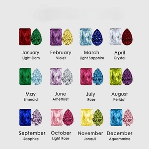 14k gold birthstone necklace chart featuring 12 months colorful water drop crystals
