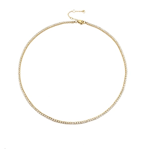 Collier tennis doré classique avec zircons carrés et fermoir mousqueton ajustable