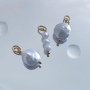 Minimalistische Edelstahl Süßwasserperle Anhänger Barock Unregelmäßig Perlenstrang Gold Silber Schmuckherstellung DIY Zubehör