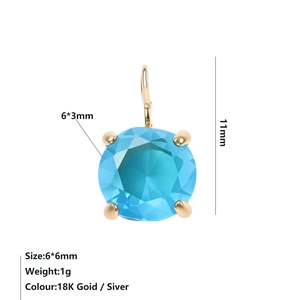 Detailed view of 6mm round sky blue zircon pendant with gold prong setting for DIY jewelry