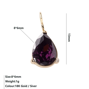 Λεπτομέρεια από μωβ ζιργκόν μενταγιόν 8x6mm με επίχρυσο ανοξείδωτο ατσάλι 18 καρατίων