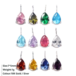 Pendenti a goccia in zircone 7x5mm in 12 colori assortiti con placcatura in oro 18K e argento