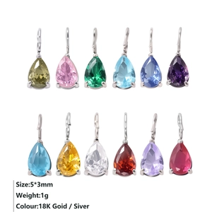 Ciondoli colorati in zirconia 5x3mm a goccia con placcatura in oro 18K e argento