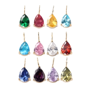 12 colori di ciondoli a goccia in zircone con castone in acciaio inossidabile dorato 18k