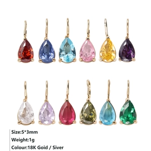 Pendenti in zircone a forma di pera in 12 colori con placcatura in oro 18 carati e argento