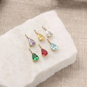 Ciondoli di lusso in zircone 7x5mm a goccia in sei colori con finitura in acciaio inox dorato