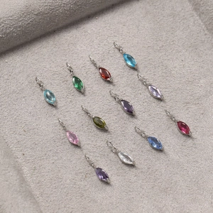 Pendente Pietra Natale in Acciaio Inossidabile 316 con Zirconia Marquise Solo Ciondolo Senza Catena Accessorio Gioielli DIY Rombo Cristallo