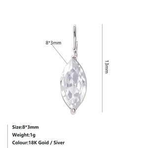 Vue détaillée du pendentif marquise en zircon 8x3mm avec dimensions et spécifications