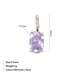 Schema dettagliato delle dimensioni del ciondolo in zircone ovale 5x3mm oro e argento
