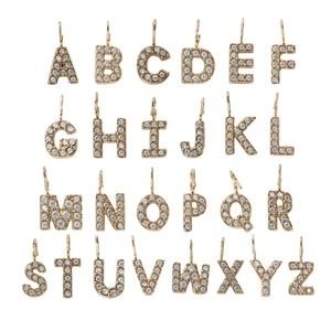 Full set of A-Z gold initial pendants with micro-pave crystals for DIY jewelry making