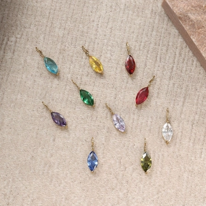 Pendentifs en Acier Inoxydable DIY Pierres de Naissance Breloques en Zircon Cubique Taille Marquise pour Création de Bijoux