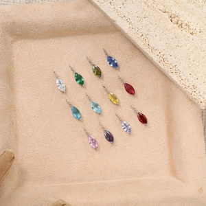 Lot de 12 pendentifs pierres de naissance marquise en acier inoxydable pour création bijoux