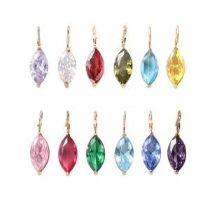 Lot de 12 pendentifs pierre de naissance taille marquise en acier doré pour bijoux