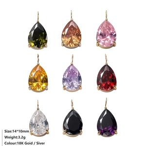 Neun Farben 14x10mm birnenförmige Edelsteinanhänger aus 18K vergoldetem Edelstahl