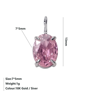 Détail du pendentif en pierre rose ovale de 7x5mm avec dimensions indiquées
