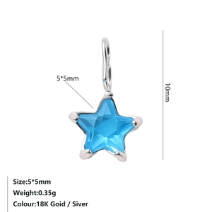 Detailed macro view showing the 5x5mm star-shaped zircon pendant with 10mm total height