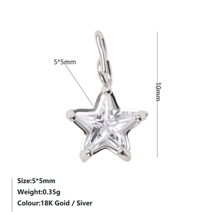 Macro detail of 5x5mm star-shaped cubic zirconia pendant with secure five-prong setting