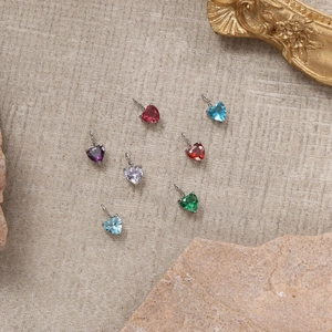 Colgantes de corazón de circonita de colores en acero inoxidable para joyería DIY