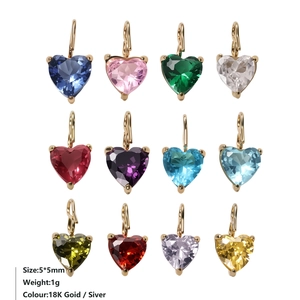 Colgantes de circonita con forma de corazón de 5mm en acero inoxidable chapado en oro