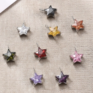 Pendentifs étoiles en acier inoxydable et zircon en neuf couleurs pour bijoux