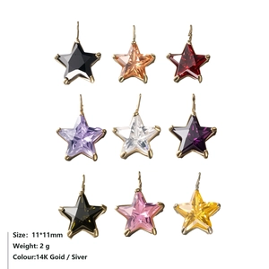 Pendentifs étoiles en zircon de 11mm en neuf couleurs avec monture plaquée en or