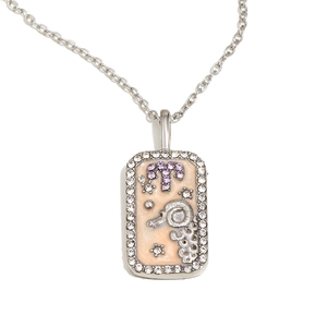 Collier Bélier en acier inoxydable plaqué or 18 carats avec émail et cristaux