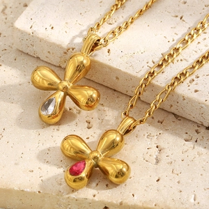 Collana Con Pendente A Croce Placcata Oro 18K Acciaio Inossidabile Con Zircone Goccia Catena Figaro Gioielli Retrò Eleganti Per Donna