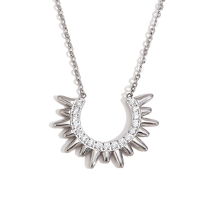 18K gold plated stainless steel Indian chief headdress necklace pendant on white background