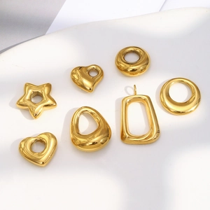 18K gold plated stainless steel geometric pendant charms in various shapes for DIY jewelry