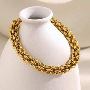 Minimalistische dikke 18K vergulde schakelarmband voor dames met een elegant ontwerp