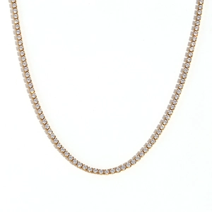 Collier tennis classique en acier doré avec zircons cubiques ronds de 2mm
