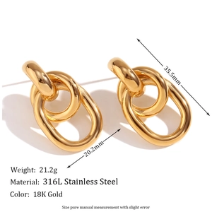 Schicke 18K vergoldete Edelstahl Creolen in verschlungener O-Form geometrisches Design
