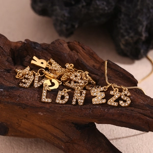 Minimalist 18K gold-plated stainless steel letter pendant necklace with sparkling zircons