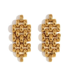 Boucles d'oreilles en acier plaqué or 18K avec design de chaîne style bracelet