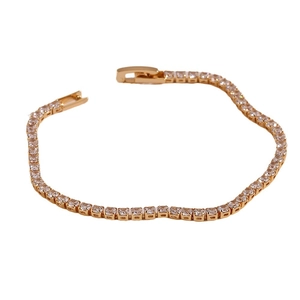 Klassisches Tennis-Armband aus 18K vergoldetem Kupfer mit Zirkonia und Faltverschluss