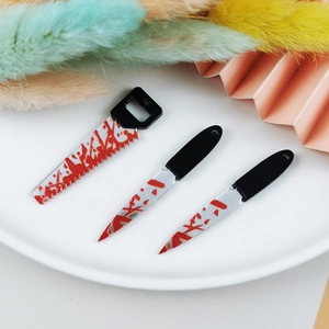 Éclaboussures de Sang Halloween Poignard Scie Breloques en Acrylique pour Bricolage Boucles d'Oreilles Collier Gothique Horreur