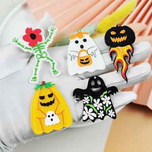 Ciondoli di Halloween in acrilico glitterato fantasmi e zucche per gioielli fai da te