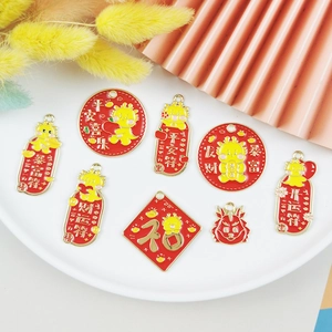 DIY Chinese New Year Dragon Enamel Charms for Jewelry Making with Lucky Charms