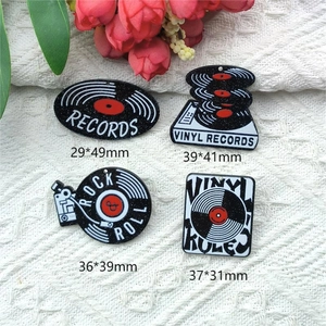 Retro DJ vinyl record acrylic charms in four designs for DIY earring and jewelry making