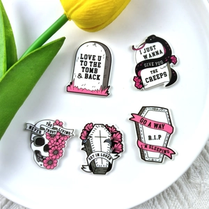 Halloween Acrylic Gothic Charms Skull Coffin Tombstone Printed For DIY Jewelry Making Pendants Accessories Women Punk Style
