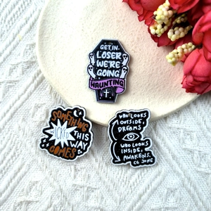 Acrylic Spooky Dark Punk Charms For Jewelry Making Halloween Ghost Coffin Star Moon Jung Quote DIY Pendants Accessories