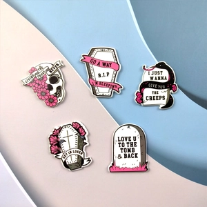 Gothic punk acrylic Halloween charms set with skull, coffin, and snake designs