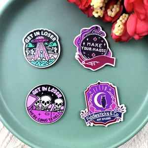 Halloween acrylic charms set featuring UFO alien, skull, and cat designs for DIY jewelry