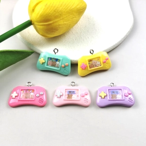 5pcs set of resin game console charms for DIY jewelry with colorful cartoon designs