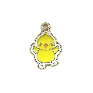 Lindo colgante de pollito amarillo dorado para joyería DIY y accesorios de llaveros