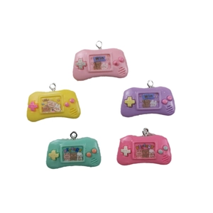 DIY colorful game controller resin charms with metal loops and cartoon patterns