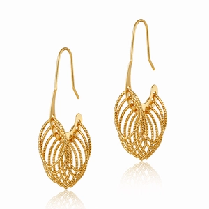 Elegante goldene Ohrhänger mit verschlungenem Nest-Design und langen Ohrhaken
